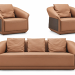 SF-236 executive office sofa set in brown microfiber leather Qatar