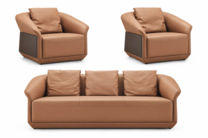SF-236 executive office sofa set in brown microfiber leather Qatar