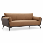 SF-238 three seater PU office sofa in brown with dark brown side panels Qatar