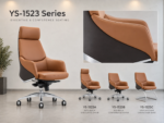 YS-1523A high-back PU office chair in brown with dark brown outer panels, series overview, Qatar