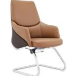 YS-1523C PU visitor chair, brown with dark brown outer panels and cantilever base, Qatar