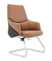 YS-1523C PU visitor chair, brown with dark brown outer panels and cantilever base, Qatar