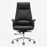 YS-2211A high-back PU office chair in black with chrome five-star base, front view, Qatar