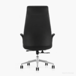 YS-2211A high-back PU office chair in black with chrome five-star base, rear view, Qatar