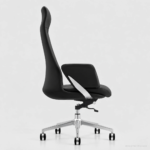 YS-2211A high-back PU office chair in black with chrome five-star base, side view, Qatar