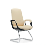 YS-2306C PU visitor chair, cream with black outer frame and cantilever base, Qatar