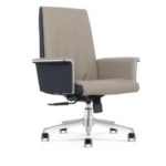 YS-2402B medium-back PU office chair, grey upholstery with dark grey outer panels and chrome five-star base, Qatar