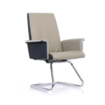 YS-2402C PU visitor chair, grey upholstery with dark grey outer panels and cantilever base, Qatar