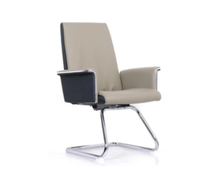 YS-2402C PU visitor chair, grey upholstery with dark grey outer panels and cantilever base, Qatar